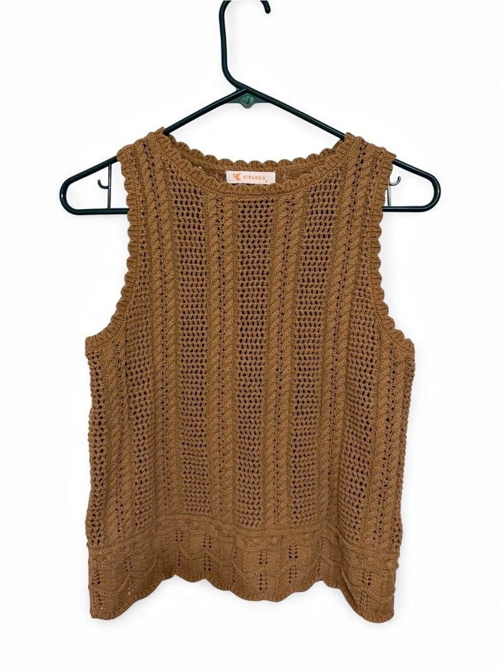 Kirundo Women's Crochet Sweater Vest Brown